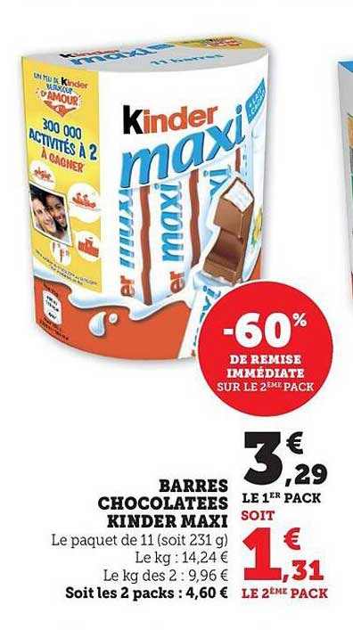 BARRES CHOCOLATEES KINDER MAXI