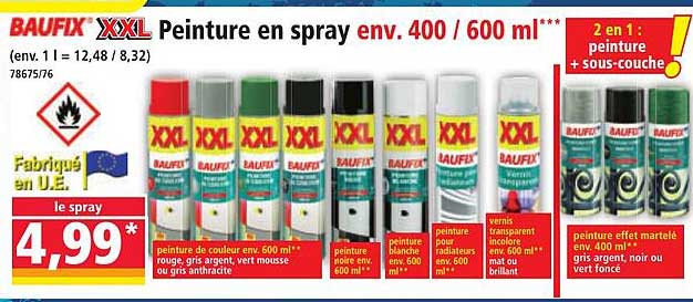 BAUFIX XXL Peinture en spray env. 400 / 600 ml
