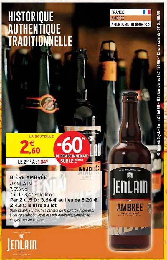 BIÈRE AMBRÉE JENLAIN 7,5% vol.