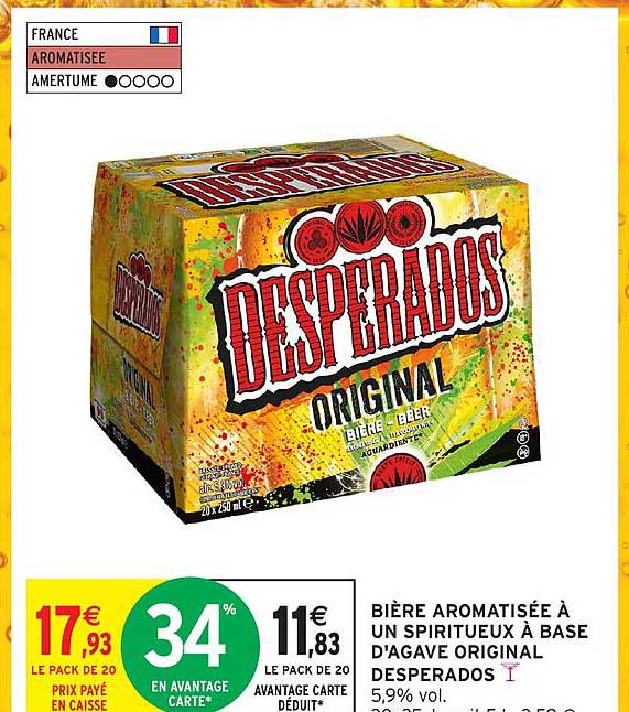 BIÈRE AROMATISÉE À UN SPIRITUEUX À BASE D'AGAVE ORIGINAL DESPERADOS