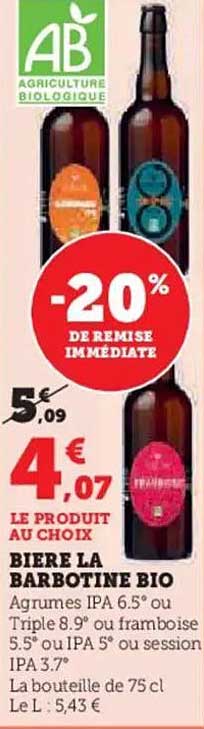 BIERE LA BARBOTINE BIO