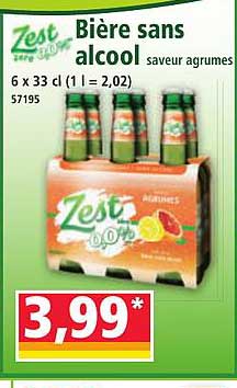 Bière sans alcool saveur agrumes