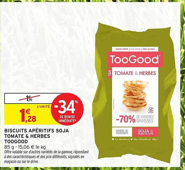 BISCUITS APÉRITIFS SOJA TOMATE & HERBES TOOGOOD