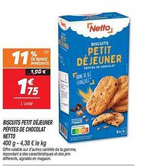 Biscuits Petit Déjeuner Pépites de Chocolat