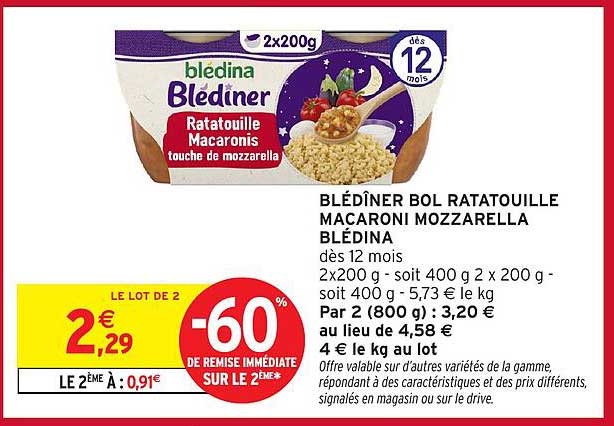 BLÉDİNER BOL RATATOUILLE MACARONI MOZZARELLA BLÉDINA