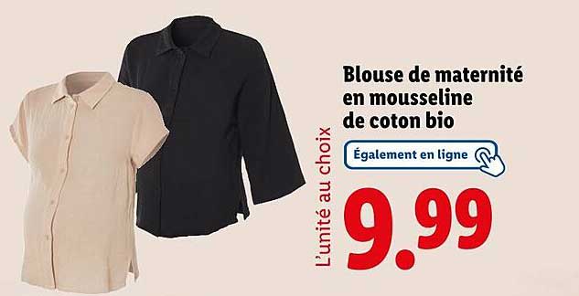Blouse de maternité en mousseline de coton bio