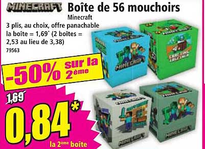 Boîte de 56 mouchoirs Minecraft