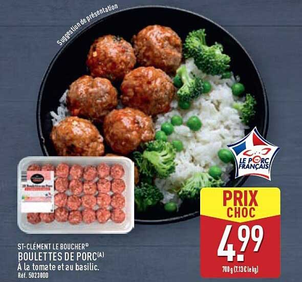 BOULETTES DE PORC à la tomate et au basilic
