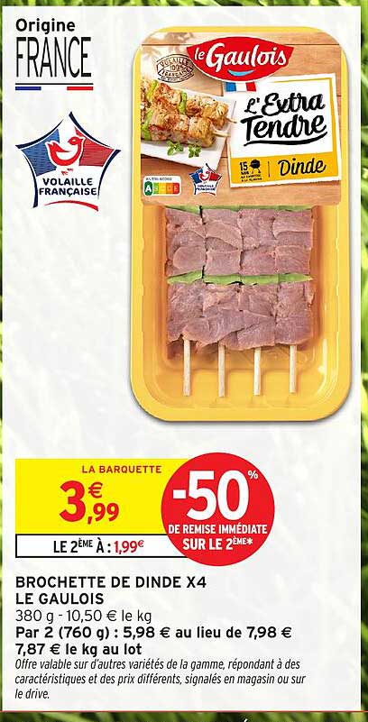 BROCHETTE DE DINDE X4
