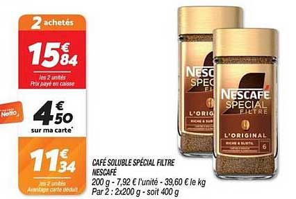 CAFÉ SOLUBLE SPÉCIAL FILTRE NESCAFÉ