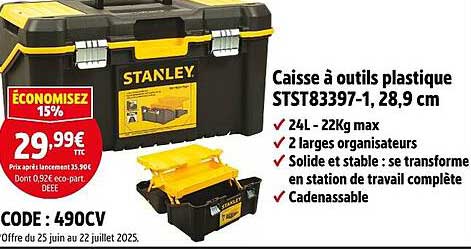 Caisse à outils plastique STST83397-1, 28,9 cm