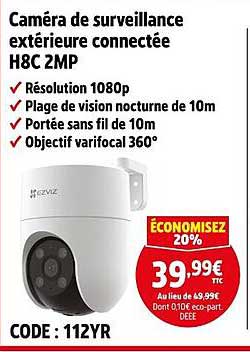 Caméra de surveillance extérieure connectée H8C 2MP