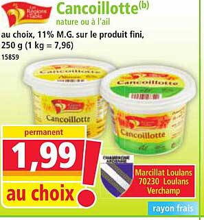 Cancoillotte(b) nature ou à l'ail