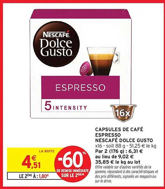 CAPSULES DE CAFÉ ESPRESSO NESCAFÉ DOLCE GUSTO