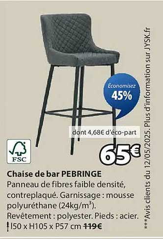 Chaise de bar PEBRINGE