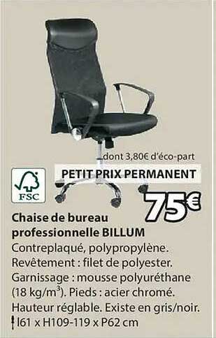 Chaise de bureau professionnelle BILLUM