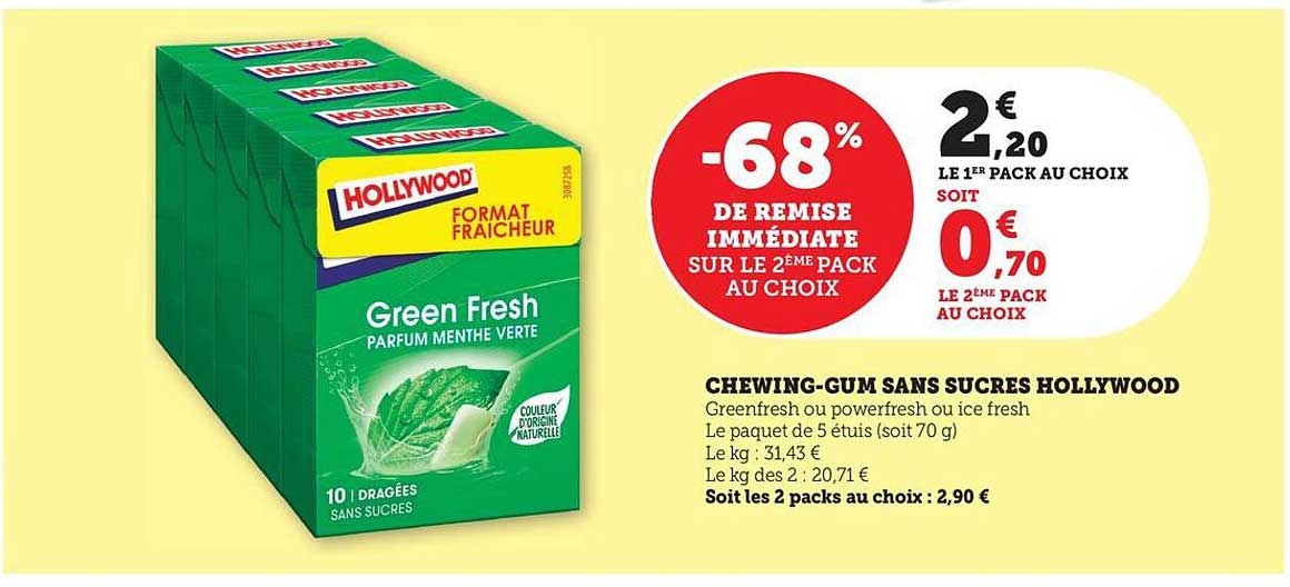 CHEWING-GUM SANS SUCRES HOLLYWOOD