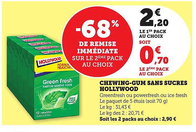 CHEWING-GUM SANS SUCRES HOLLYWOOD