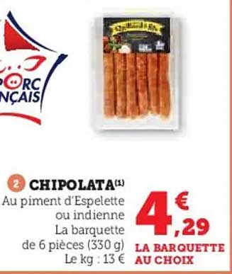 CHIPOLATA (Au piment d'Espelette ou indienne)