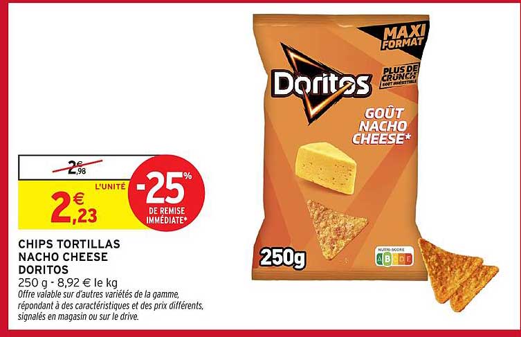 CHIPS TORTILLAS NACHO CHEESE DORITOS