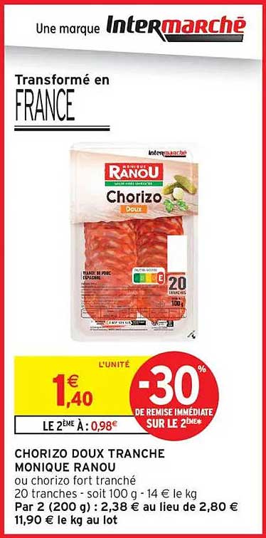 CHORIZO DOUX TRANCHE MONIQUE RANOU