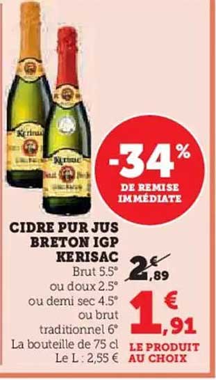 CIDRE PUR JUS BRETON IGP KERISAC