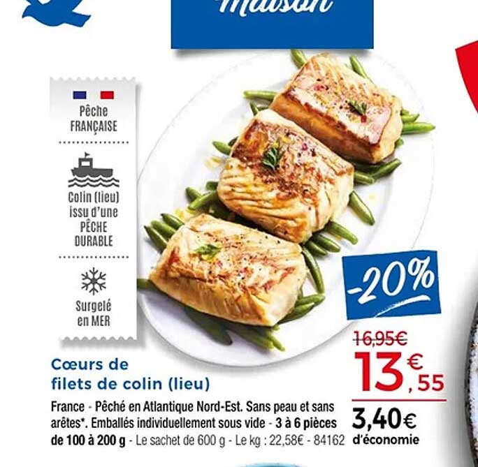 Cœurs de filets de colin (lieu)