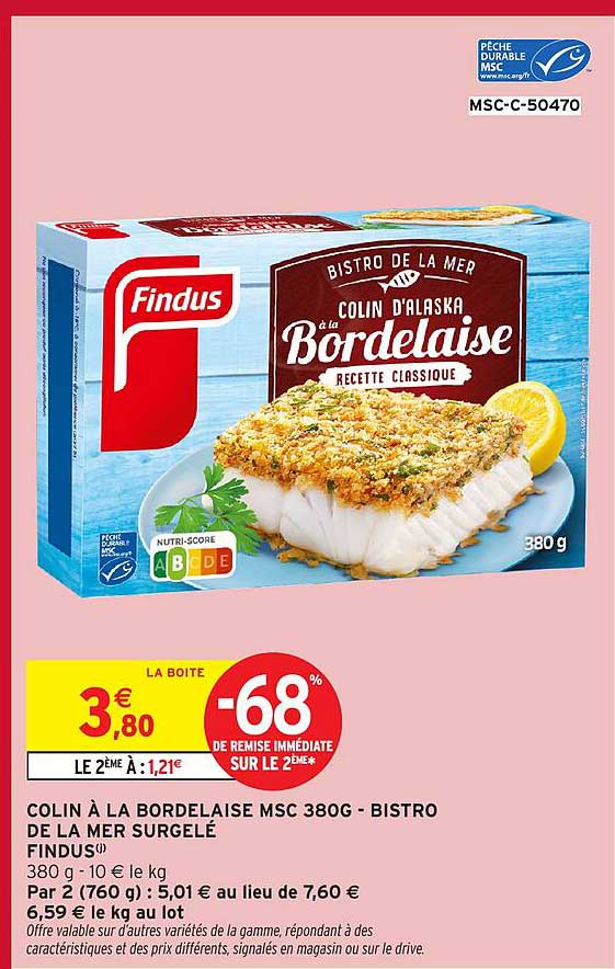COLIN À LA BORDELAISE MSC 380G - BISTRO DE LA MER SURGELÉ FINDUS