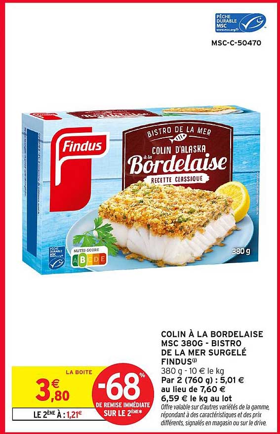 COLIN À LA BORDELAISE MSC 380G - BISTRO DE LA MER SURGELÉ FINDUS