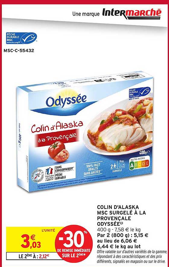 COLIN D'ALASKA MSC SURGELÉ À LA PROVENÇALE ODYSSÉE