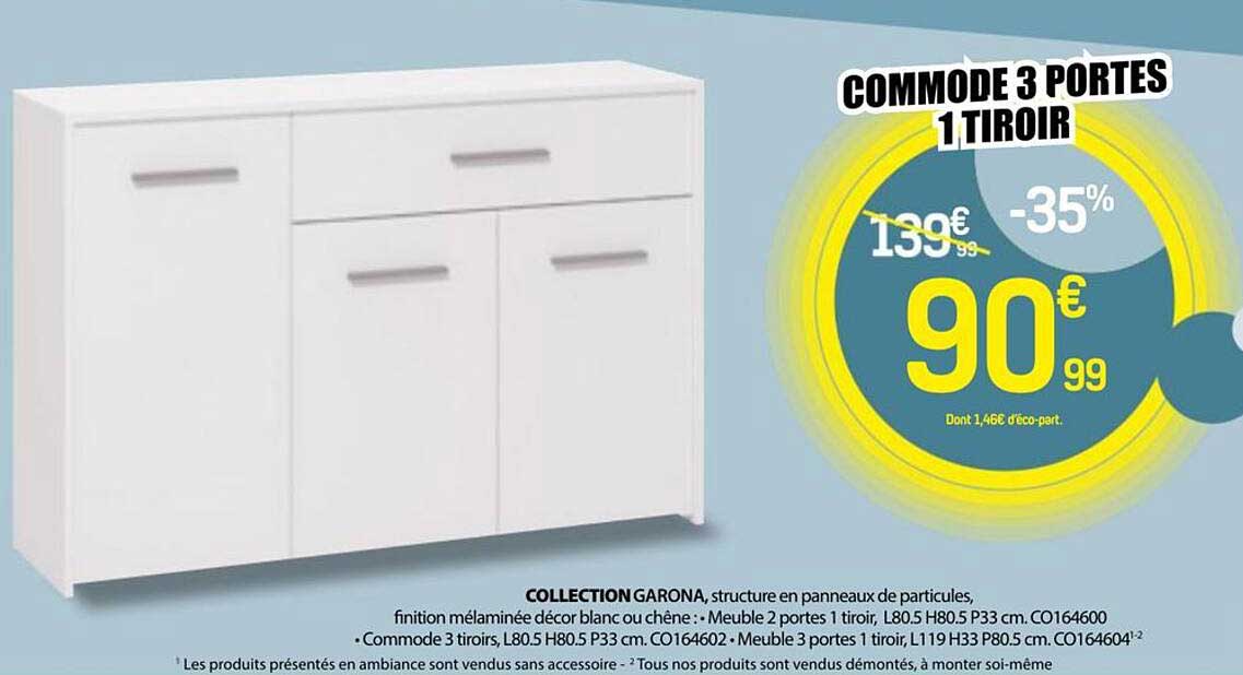 COMMODE 3 PORTES 1 TIROIR