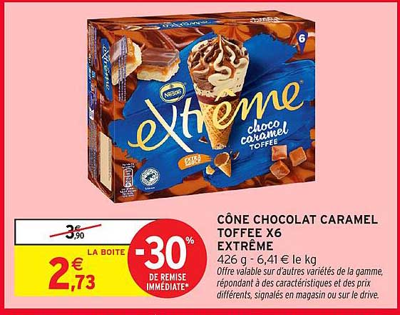 CÔNE CHOCOLAT CARAMEL TOFFEE X6 EXTRÊME