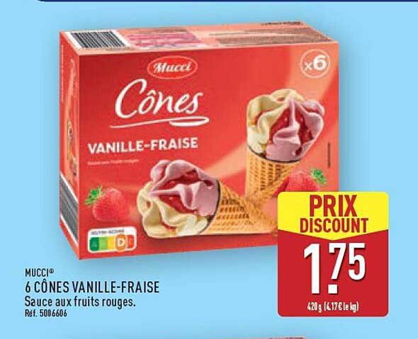 Cônes Vanille-Fraise - 6 Cônes