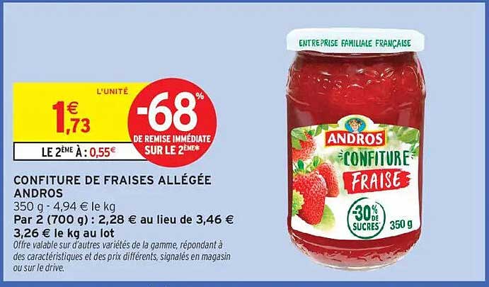 CONFITURE DE FRAISES ALLÉGÉE ANDROS