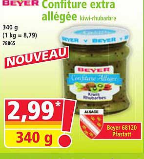 Confiture extra allégée kiwi-rhubarbe