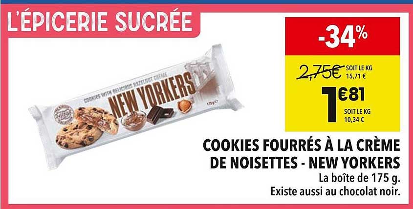 COOKIES FOURRÉS À LA CRÈME DE NOISETTES - NEW YORKERS