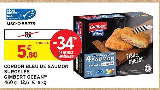 CORDON BLEU DE SAUMON SURGELÉS GIMBERT OCEAN