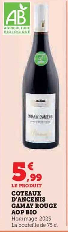 Coteaux d'Ancenis Gamay Rouge AOP Bio