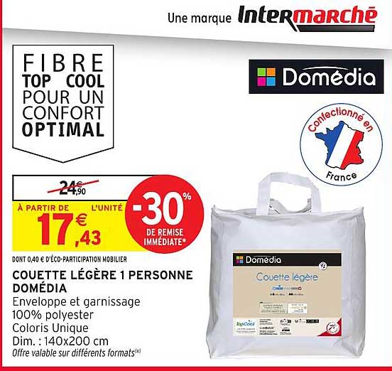 COUETTE LÉGÈRE 1 PERSONNE DOMÉDIA