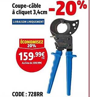 Coupe-câble à cliquet 3,4cm