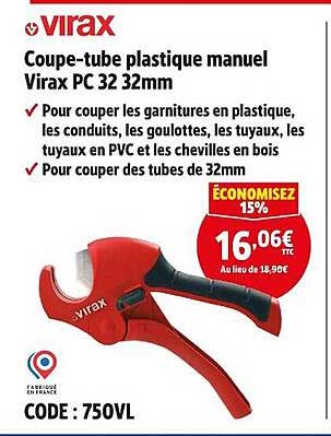 Coupe-tube plastique manuel Virax PC 32 32mm