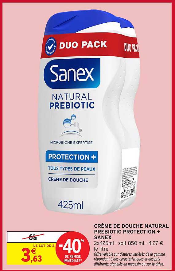 CRÈME DE DOUCHE NATURAL PREBIOTIC PROTECTION + SANEX