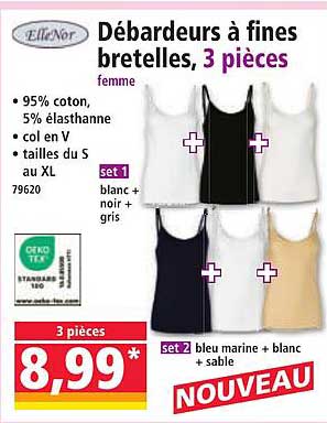 Débardeur à fines bretelles, 3 pièces