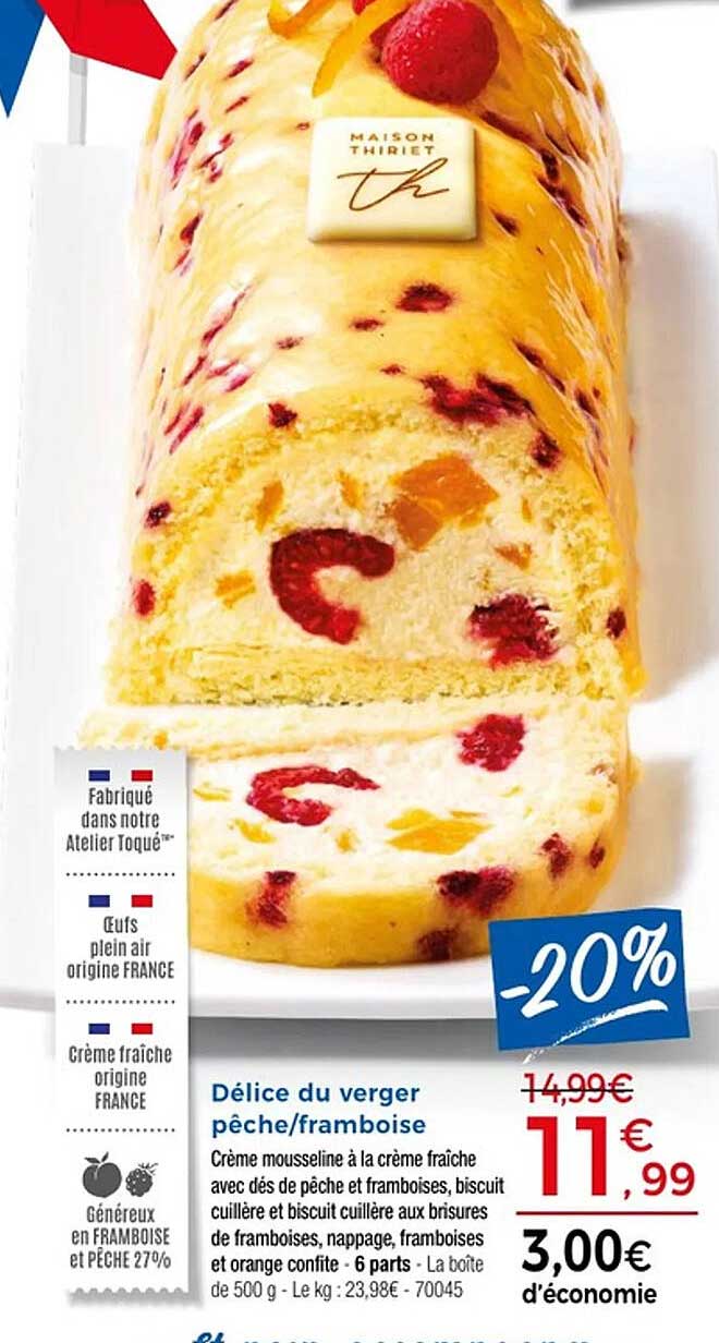 Délice du verger pêche/framboise