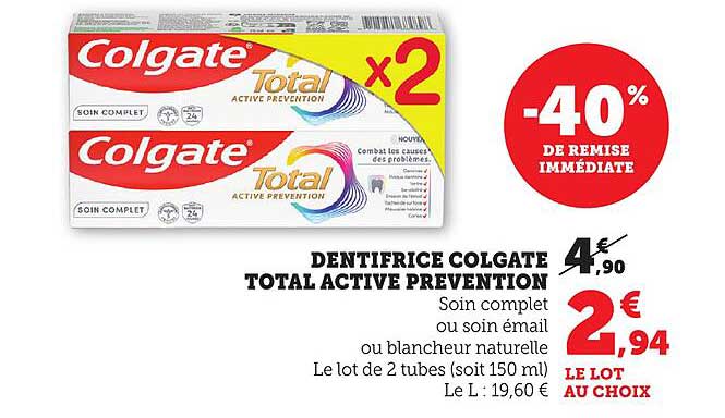 DENTIFRICE COLGATE TOTAL ACTIVE PREVENTION