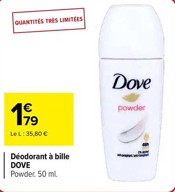 Déodorant à bille DOVE Powder. 50 ml.