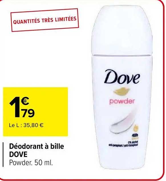 Déodorant à bille DOVE Powder. 50 ml.
