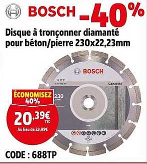 Disque à tronçonner diamanté pour béton/pierre 230x22,23mm