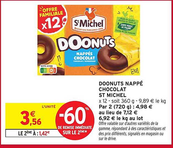 DOONUTS NAPPÉ CHOCOLAT ST MICHEL x 12