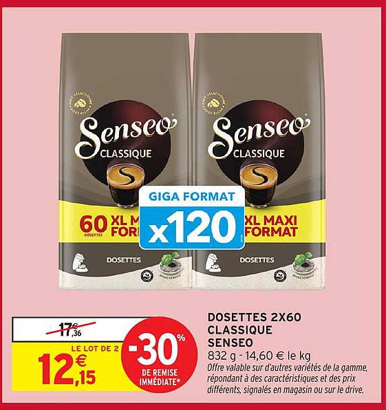 DOSSETTES 2X60 CLASSIQUE SENSEO